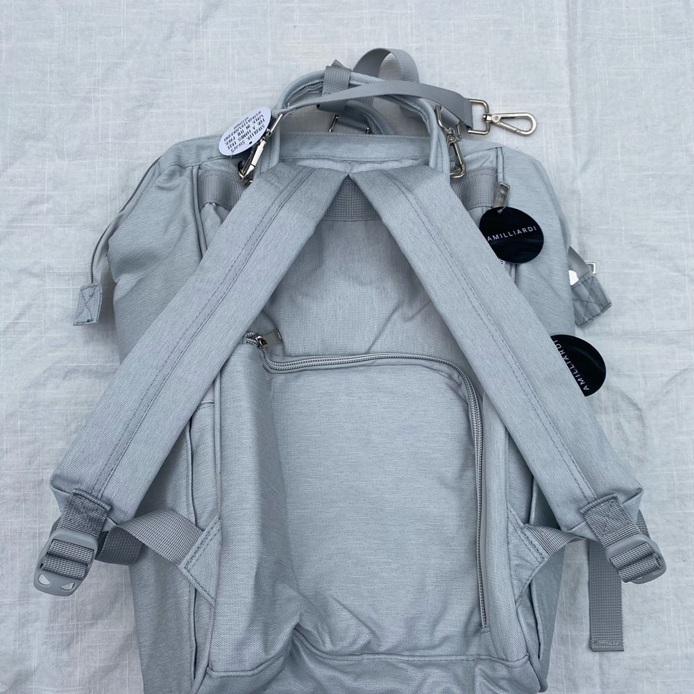AMILLIARDI Diaper Bag Backpack in Light Grey NEW - Picture 4 of 7